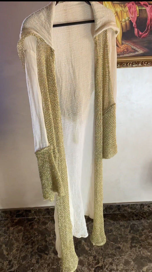 Off White Nol Cardigan With Golden Serma   كارديجان نوول اوف وايت مع سيرما