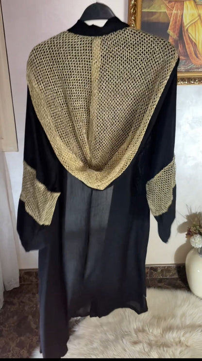 Black Voal Cardigan With Serma   كارديجان فوال اسود مع سيرما