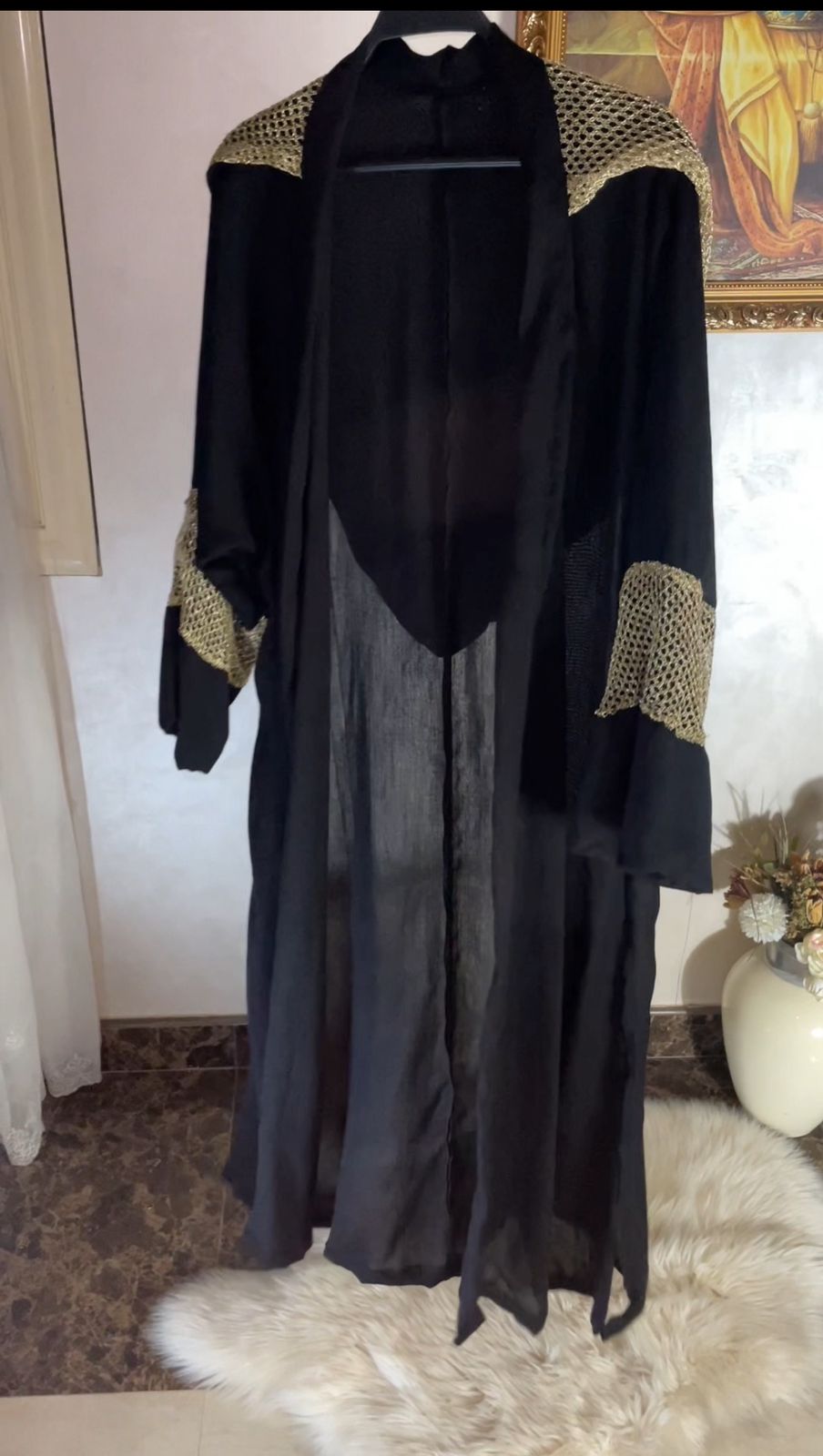 Black Voal Cardigan With Serma   كارديجان فوال اسود مع سيرما