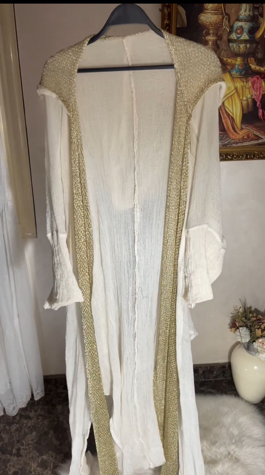 Off White Nol Cardigan With Golden Serma (moony) - كارديجان نول اوف وايت مع سيرما (موني)