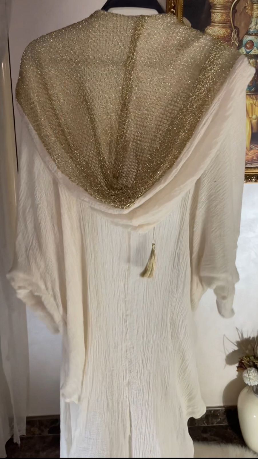 Off White Nol Cardigan With Golden Serma (moony) - كارديجان نول اوف وايت مع سيرما (موني)